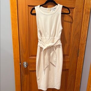 Fashion Nova White Sleeveless Tie Front Midi Dress